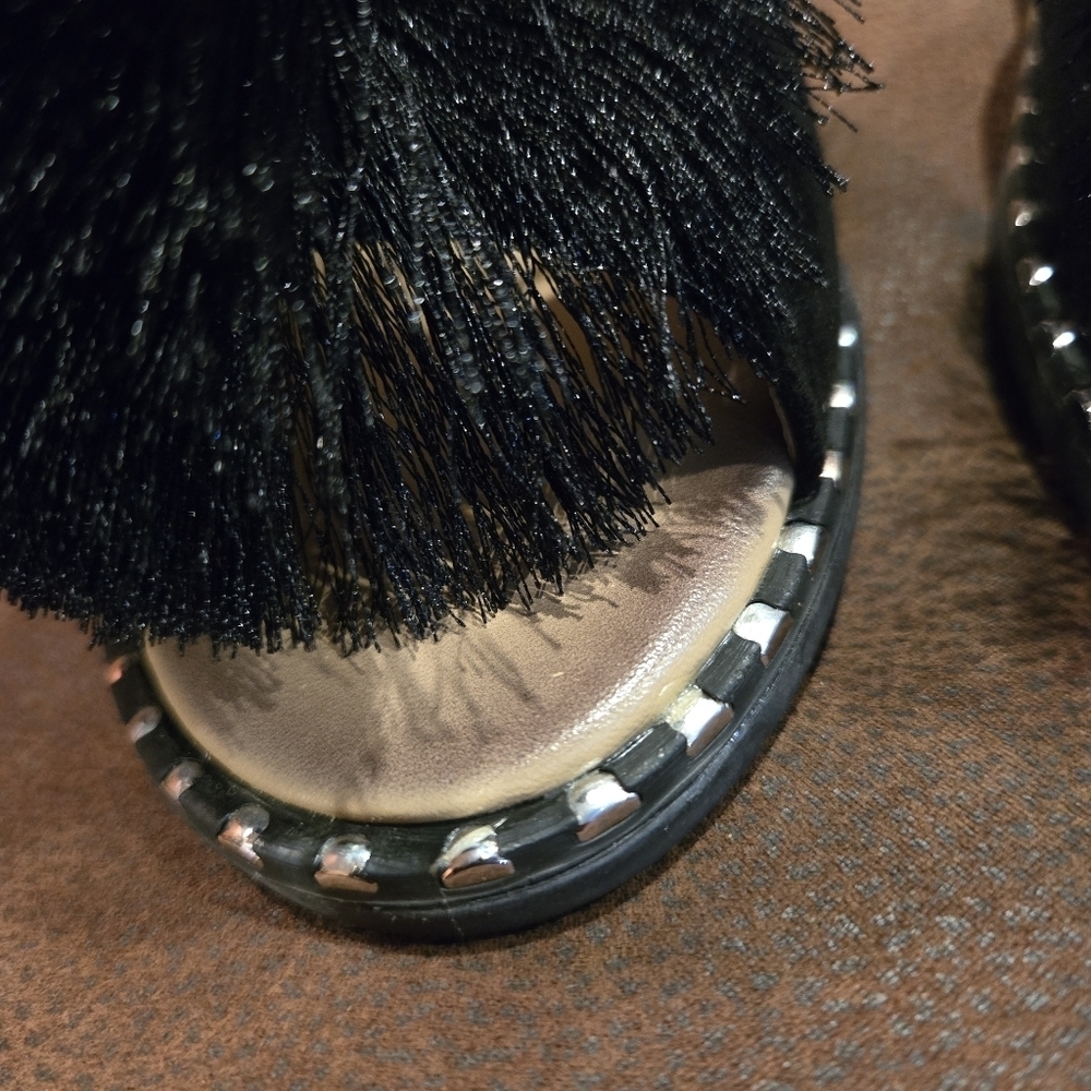 Verano Rio Black POM POM Mule/Sandals/Slippers/Slides NEW!!🖤🖤 - Picture 4 of 8